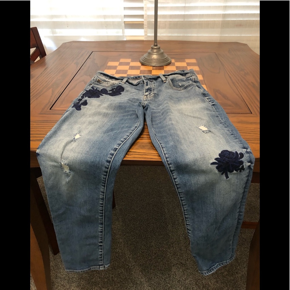 GAP Embroidered distressed jeans